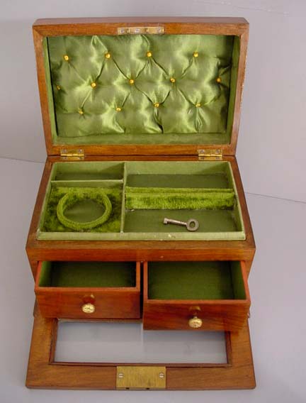 Vintage Jewelry Box Ivory with Red Interior