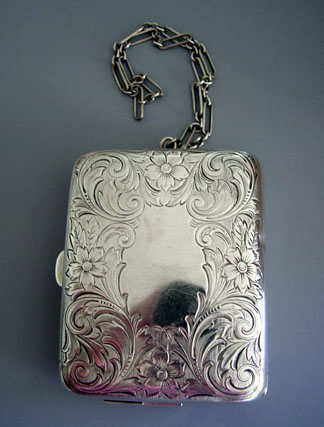 Engraved Silver Vintage Lipstick Holder/Case 1920's 1930's Bakelite Top ~  Highly Ornate!
