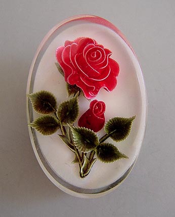 Lucite Reverse Carved Epoxy Brooch Pin