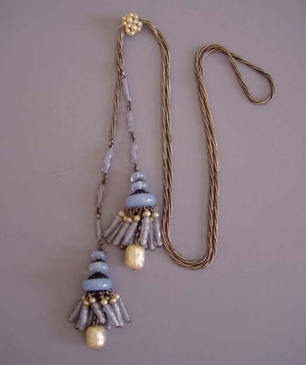 Vintage Copper Necklace,Beaded Necklace NOS,Ribbed Metal Beads,Nouveau,Art #G51 