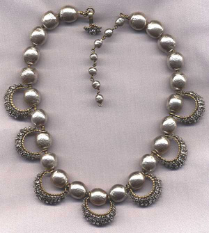 Faux Pearls with Antique Book Chain Back