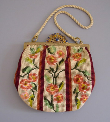 Vintage Beaded Embroidered Tambour Purse Embroidery Hand Bag Made In Italy