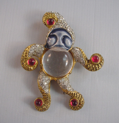 Trifari 1940's Alfred Philippe Sterling Silver Jelly Belly Spider Brooch