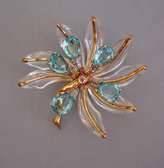 DSF Antique Jewelry Trifari 1940’s Alfred Philippe Sterling Silver Jelly Belly Spider Brooch