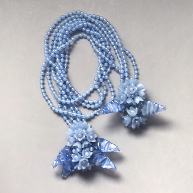 MIRIAM HASKELL by designer Frank Hess lariat necklace made of blue