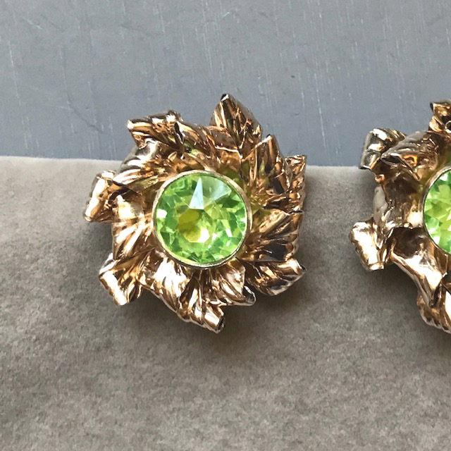 Vintage Screw Back Earrings  Diamanté Flowers by Eisenberg