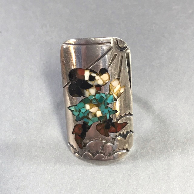 TT STERLING Minnie Mouse ring, a Native American sterling ring inlaid with  turquoise, jet, coral and mother-of-pearl - Morning Glory Jewelry & Antiques