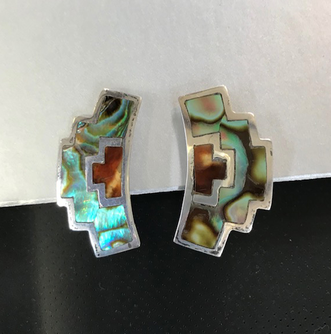 det er nytteløst Tåler Rådgiver BETO Mexico sterling and inlaid abalone screw back earrings - $28.00 -  Morning Glory Jewelry & Antiques