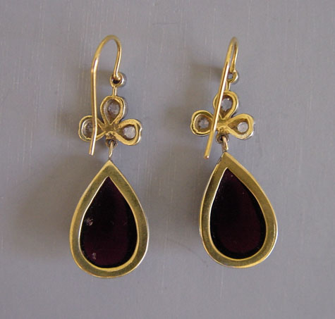 GARNET cabochons & rose cut diamond earrings - Morning Glory Jewelry ...