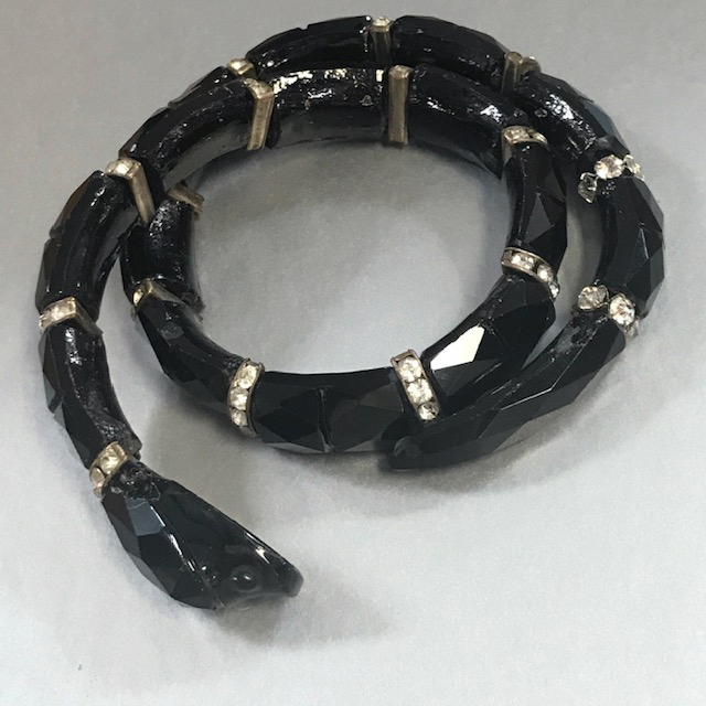 Jet Black Rhinestone Wide Stretch Bracelet