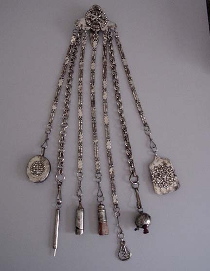 VICTORIAN 1800s antique cut steel lady's sewing chatelaine - $1,398.00 ...