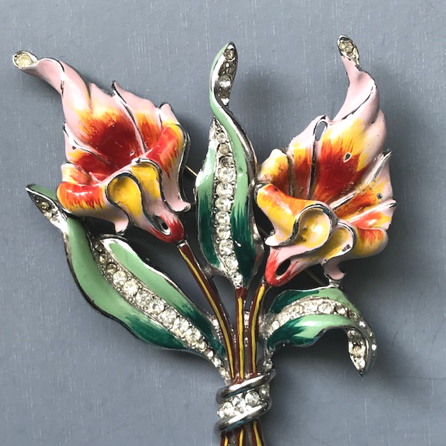 Filigree Flower Sterling Silver Brooch Pin - Tiger Lily