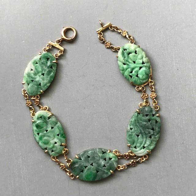 At Auction: Carved Chinese Jade Bangle Bracelet