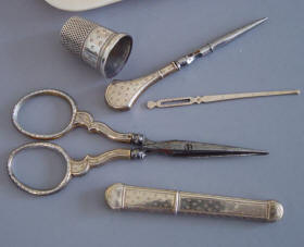 BEAUTIFUL Antique Birks Sterling Silver Scissors, Repousse Silver