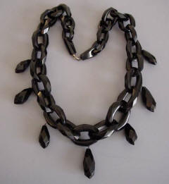 VICTORIAN REVIVAL WHITBY STONE GRADUATED 7-15mm NECKLACE 22" 45g 
