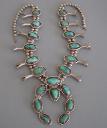 Native Sterling Silver 3 Turquoise Squash Blossom Cuff Bracelet Navajo